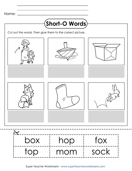 Cut-and-Glue (Short O Words)