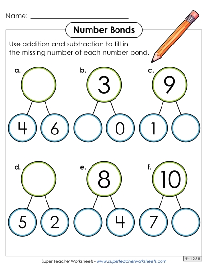 Number Bonds to 10<br>Worksheet 2