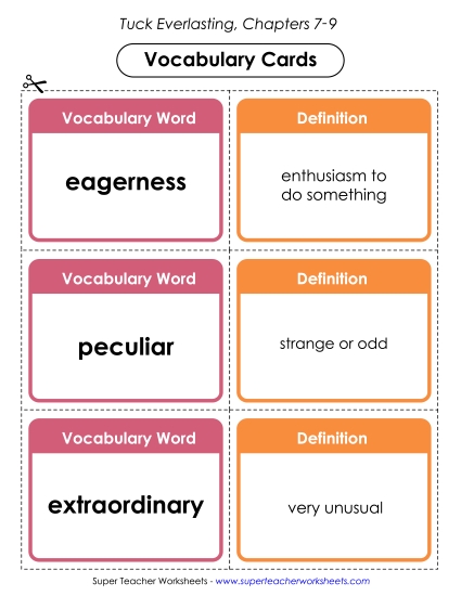 Vocabulary Cards for Chapters 7-9