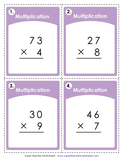 Task Cards (2 Digits Times 1 Digit)
