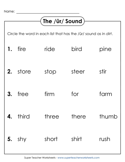 Circle the Word: /ûr/ Spelled <i>ir</i>