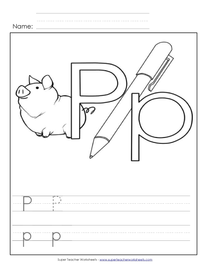 Letter P - Color and Write