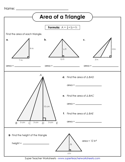 Areas of Triangles Practice (Basic)