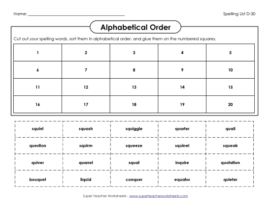 ABC Order: Cut and Glue (D-30)