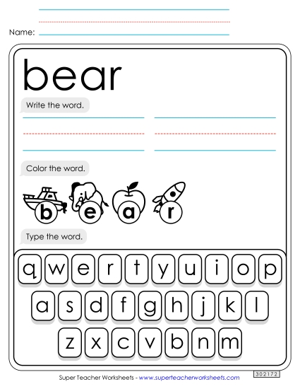 Write, Color, Type: Bear