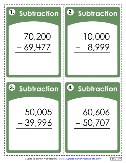 Task Cards: 5-Digit Subtraction Across Zero