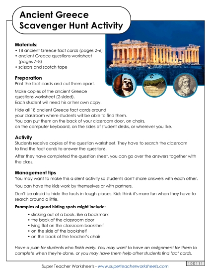 Ancient Greece Scavenger Hunt