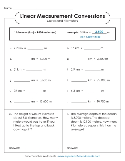 Advanced Conversions (Meters and Kilometers)