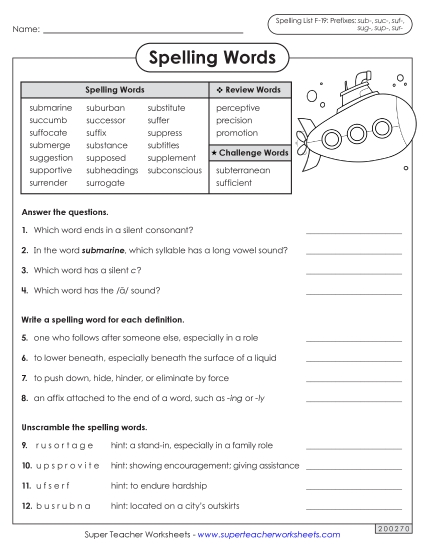 Question Worksheet (F-19)