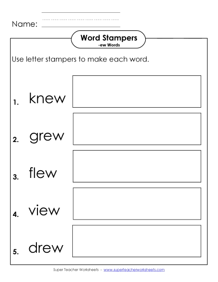 Letter Stampers Activity (-ew Words) 