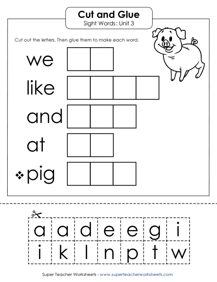 Sight Word Units Free Printable Worksheet