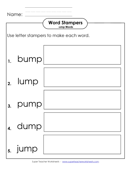 Letter Stampers Activity (-ump Words)