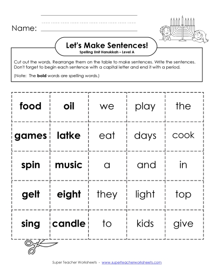 Let\'s Build Sentences (A-Hanukkah) 