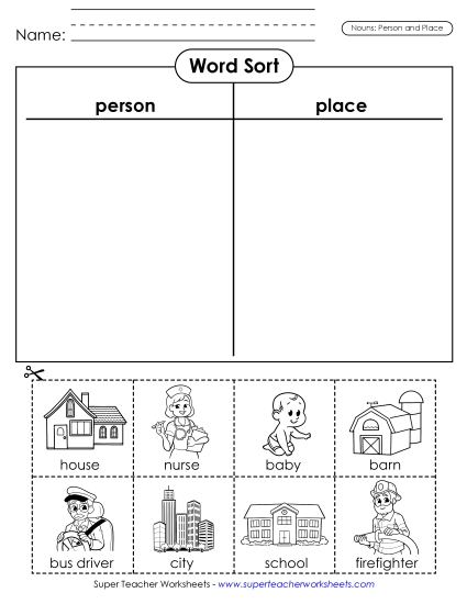 Nouns Cut & Sort (Person & Place)  