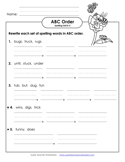 ABC Order - Word Sets (B-5)