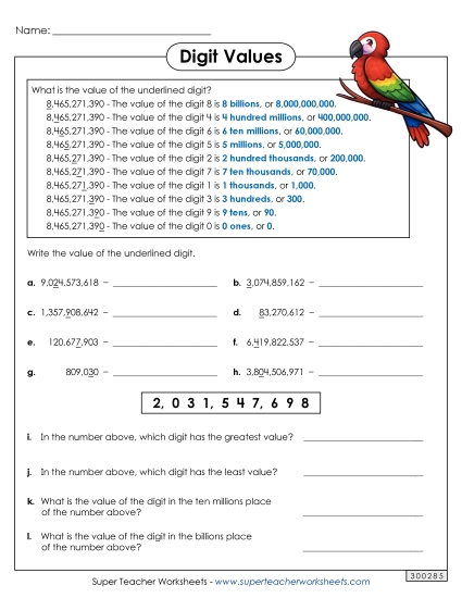 Underlined Digit (10 Digits)
