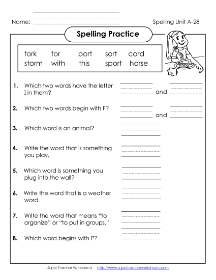 Spelling Practice (A-28)