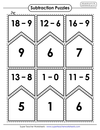 Subtraction: Minuends up to 18, Subtrahends up to 9
