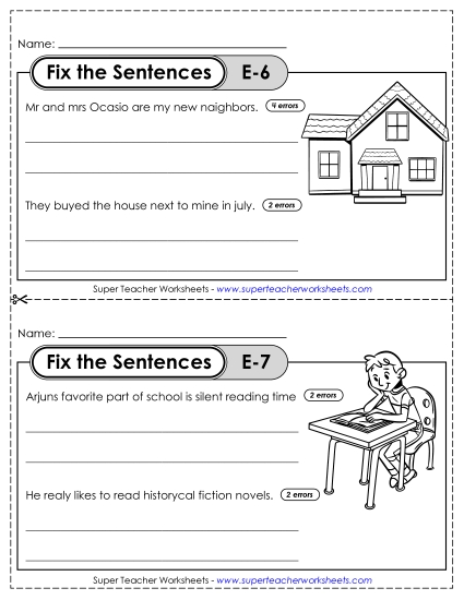 Fix the Sentences E-6 through E-10