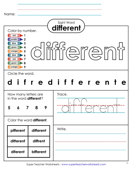 Worksheet 4: Different