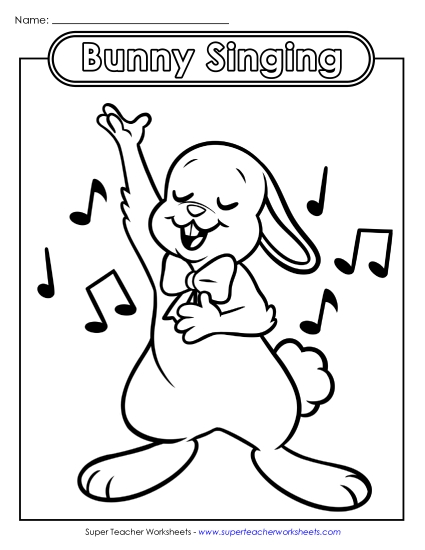 Coloring Page: Singing Easter Bunny