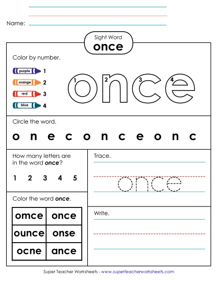 Worksheet 4: Once