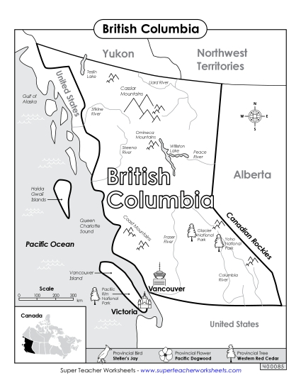 British Columbia Map (Black & White)