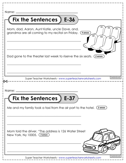 Fix the Sentences E-36 through E-40