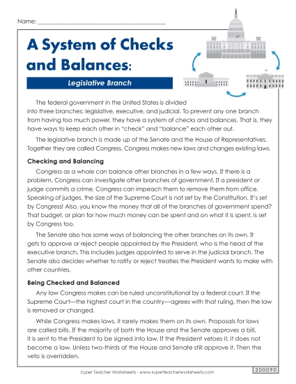 A System of Checks and Balances:<br>Legislative Branch