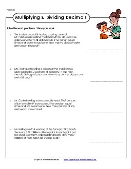 Multiplying & Dividing Word Problems 6th Grade Math Worksheet
