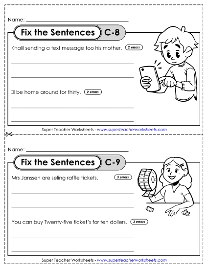 Fix the Sentences Worksheets Learning Tool Fix the Sentences Worksheets Learning Tool
