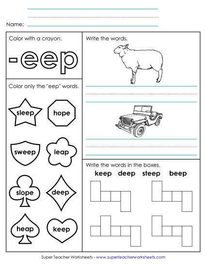 Worksheet 1 (-eep Words)