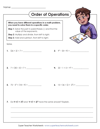 Order of Operations w/ Short Answer