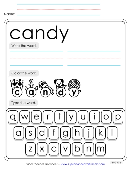 Write, Color, Type: Candy