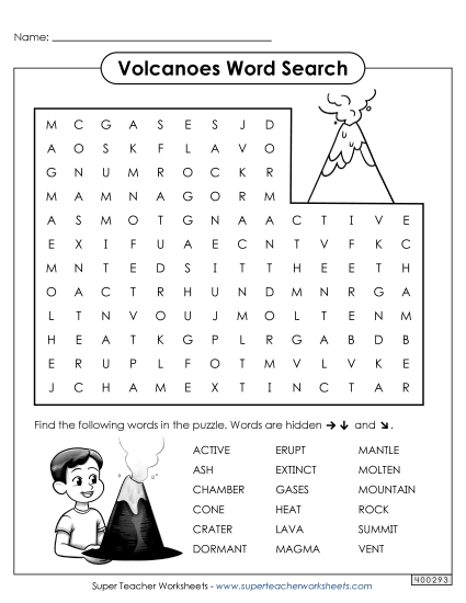 Volcanoes Word Search