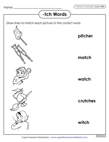 Matching Worksheet (-tch Words)