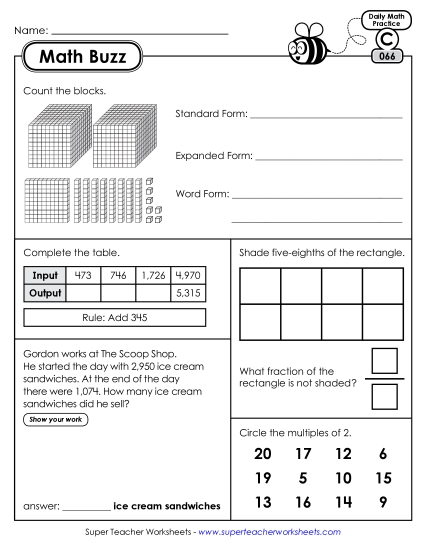 Math Buzz: Week 14<br>Worksheets 66 through 70
