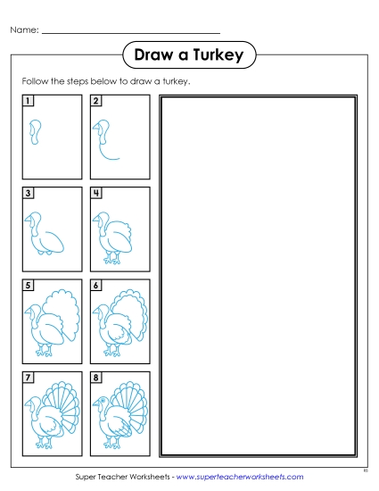 Draw a Turkey Learning To Draw Worksheet