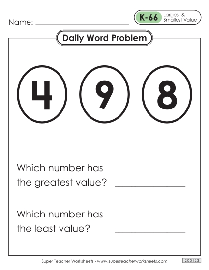 Daily Word Problems <br>K-66 through K-70