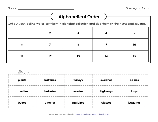 ABC Order: Cut and Glue (C-18)