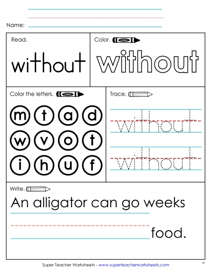 Worksheet 1: Without