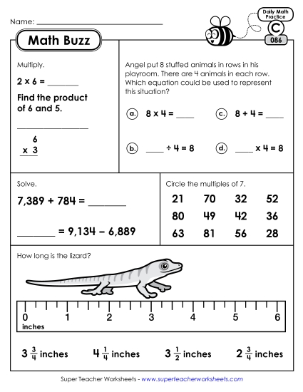Math Buzz: Week 18<br>Worksheets 86 through 90