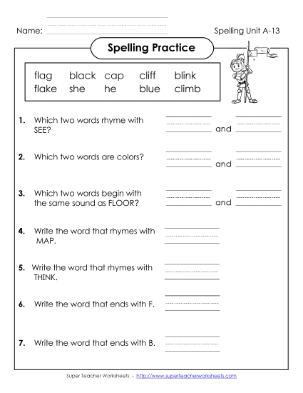 Spelling Practice (A-13) 