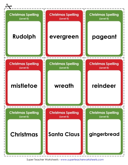 Flashcards Spelling E Worksheet