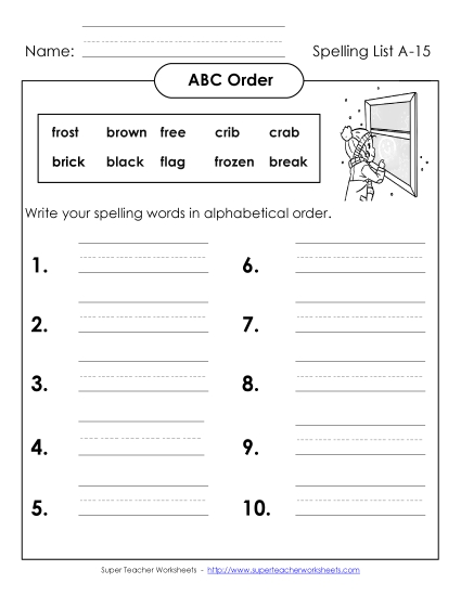 ABC Order: Write List (A-15)