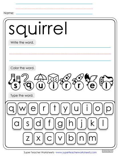 Write, Color, Type: Squirrel