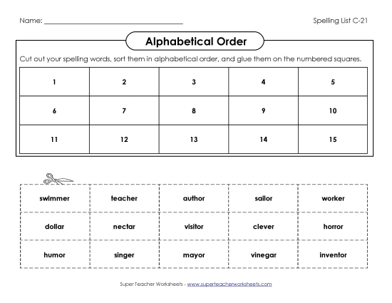 ABC Order: Cut and Glue (C-21)