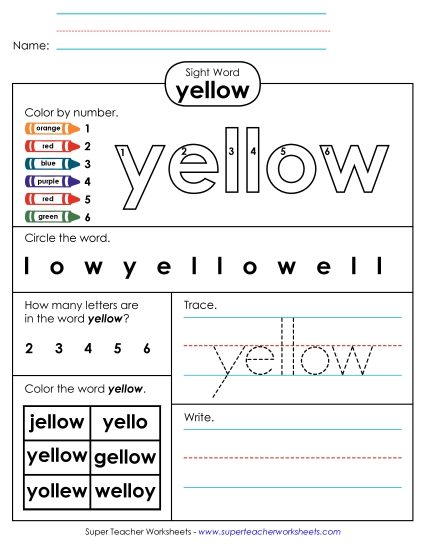 Yellow (Sight Word)