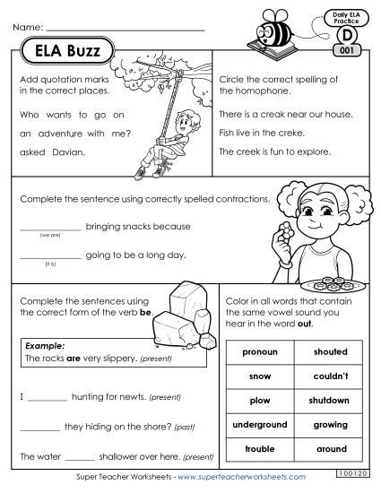 ELA Buzz: Week 1<br>Worksheets 1 through 5