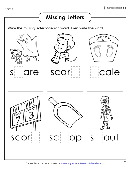 Missing Letters (Sc- Words)